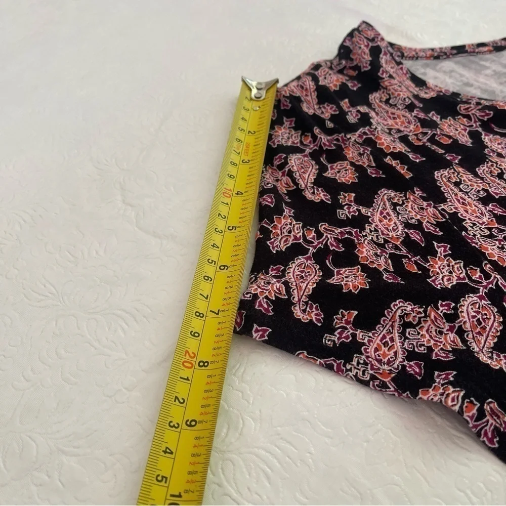 J. Jill Paisley Maxi Dress Pockets Scoop Neck Black Red Purple Orange Large Tall - Picture 15 of 16